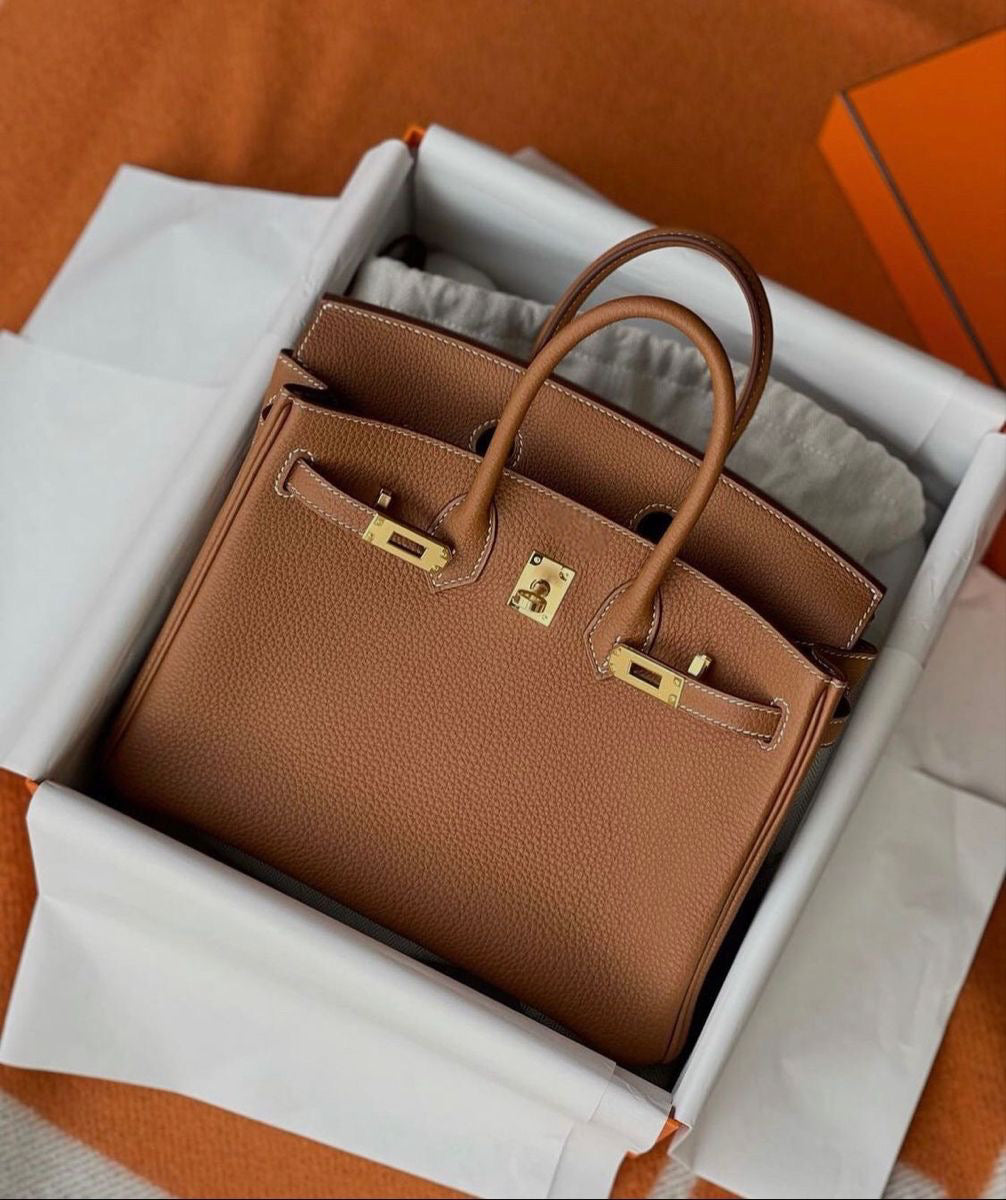 Luxury Brown Togo Hanbag 25