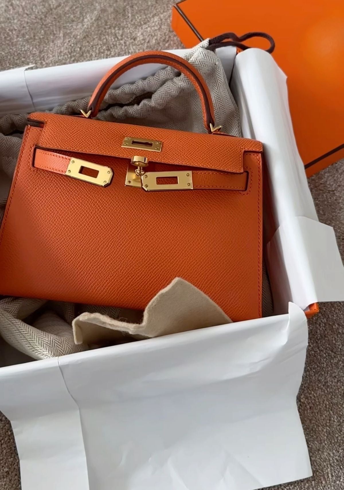 Orange Luxury Episom Leather Kelly 20
