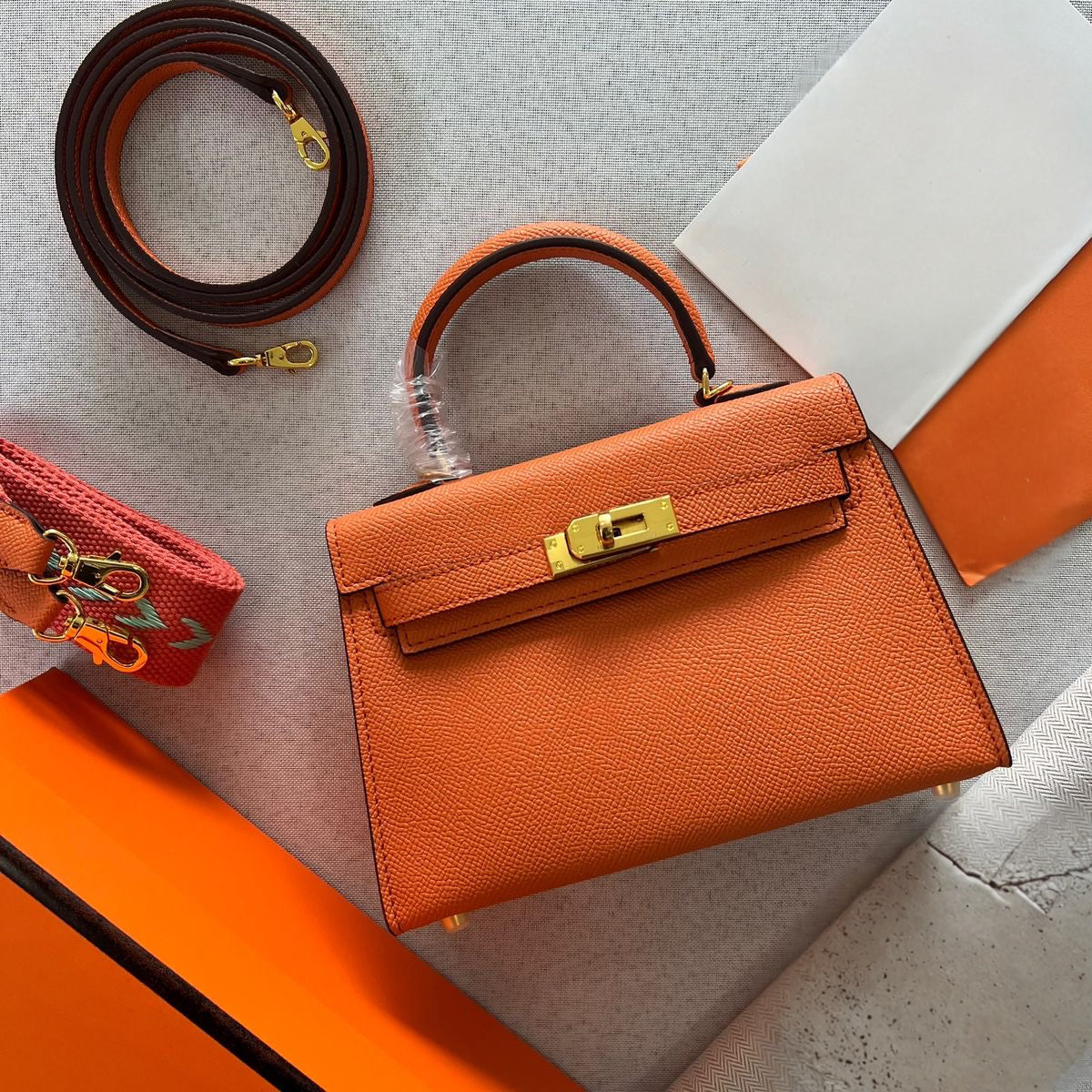 Orange Luxury Episom Leather Kelly 20