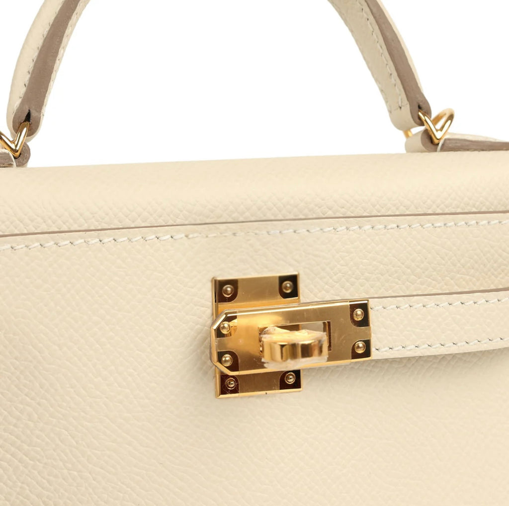 White Luxury Kelly 20 Epsom Leather