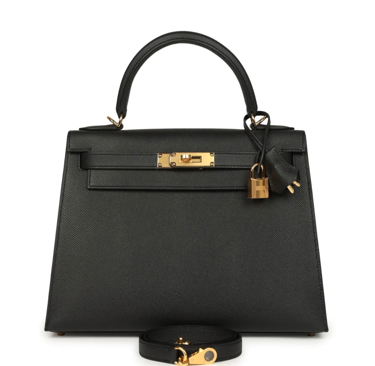 Luxury Black Epsom Leather Kelly Handbag 25cm | Ziyanda M Collection