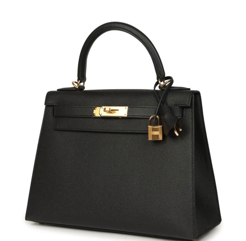 Luxury Black Epsom Leather Kelly Handbag 25cm | Ziyanda M Collection