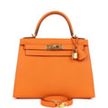 Luxury Orange Epsom Leather Kelly Handbag 25cm | Ziyanda M Collection