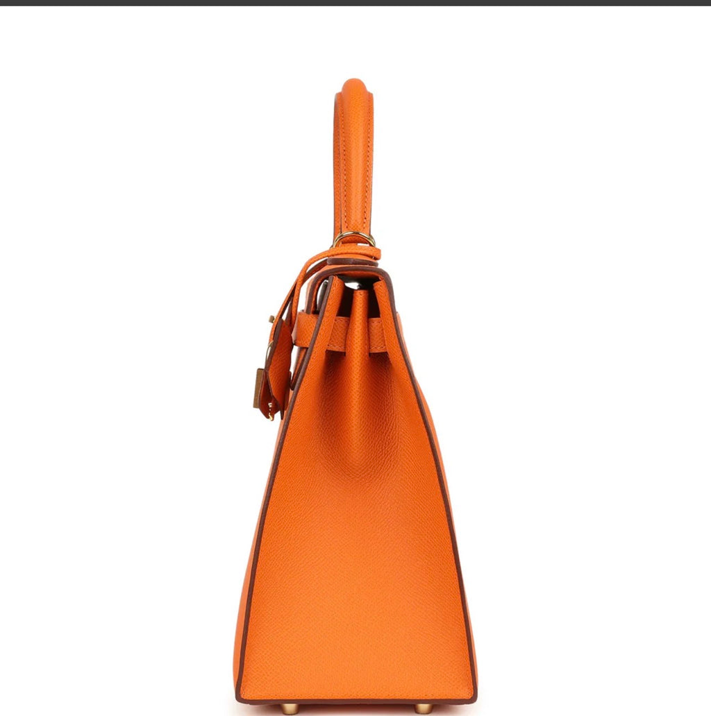 Luxury Orange Epsom Leather Kelly Handbag 25cm | Ziyanda M Collection