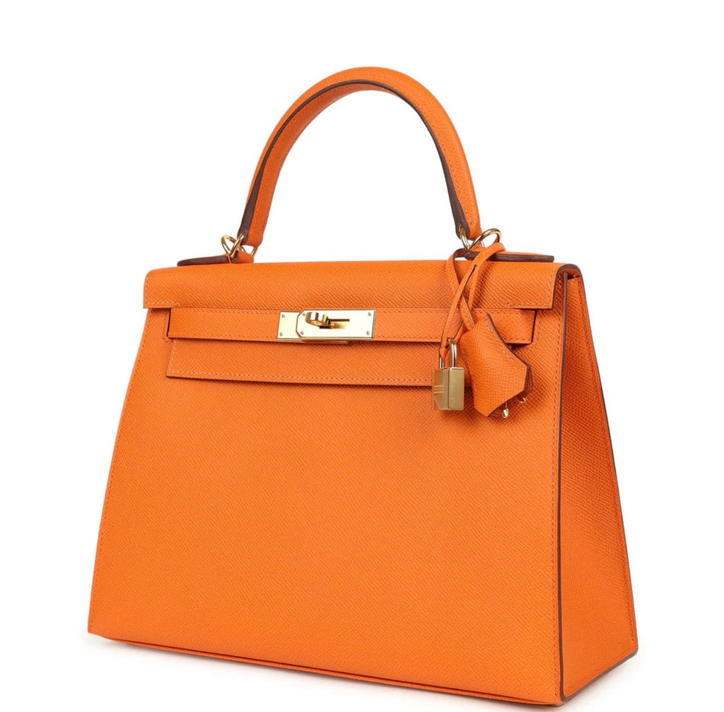 Luxury Orange Epsom Leather Kelly Handbag 25cm | Ziyanda M Collection