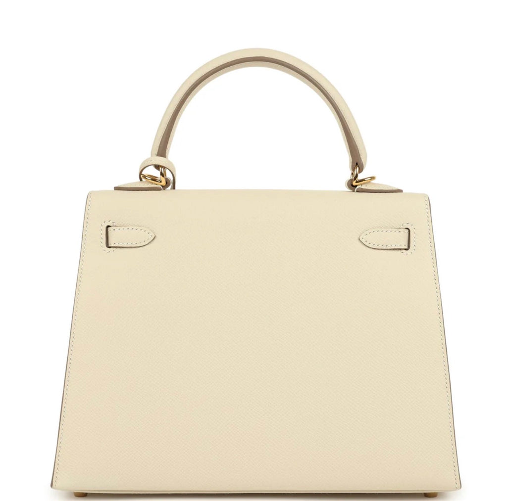 Luxury Kelly Off-White Epsom Genuine Leather 25