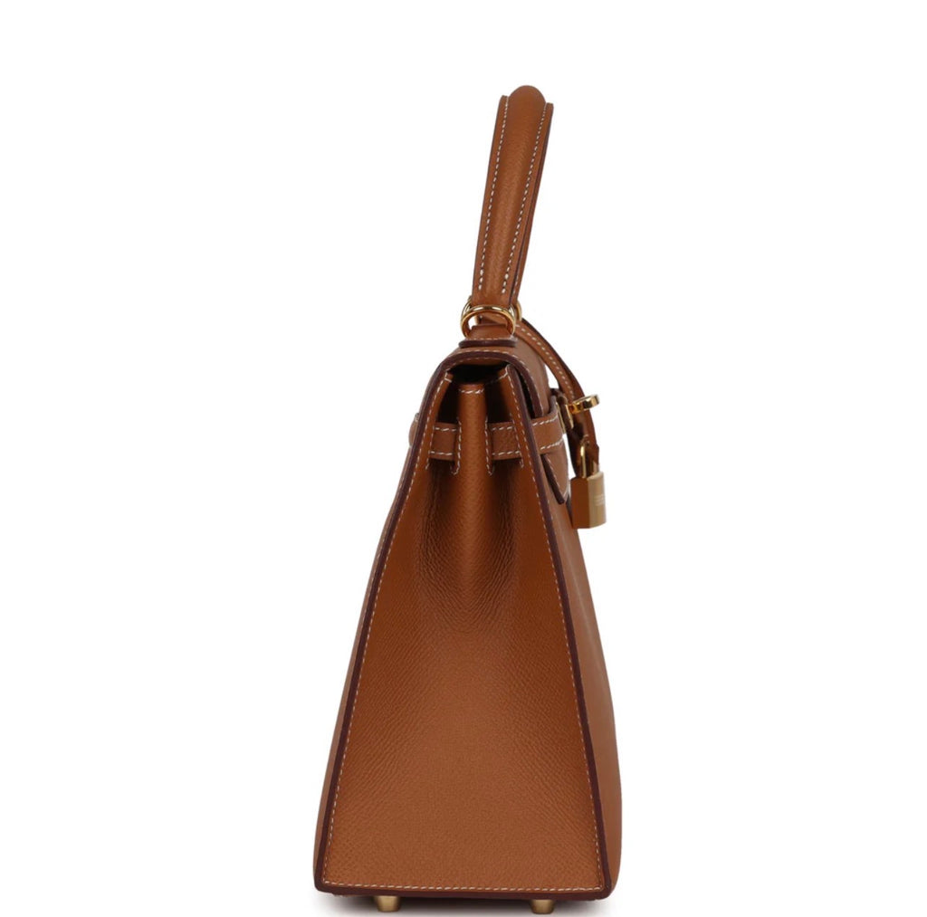 Luxury Brown Epsom Kelly Handbag 25