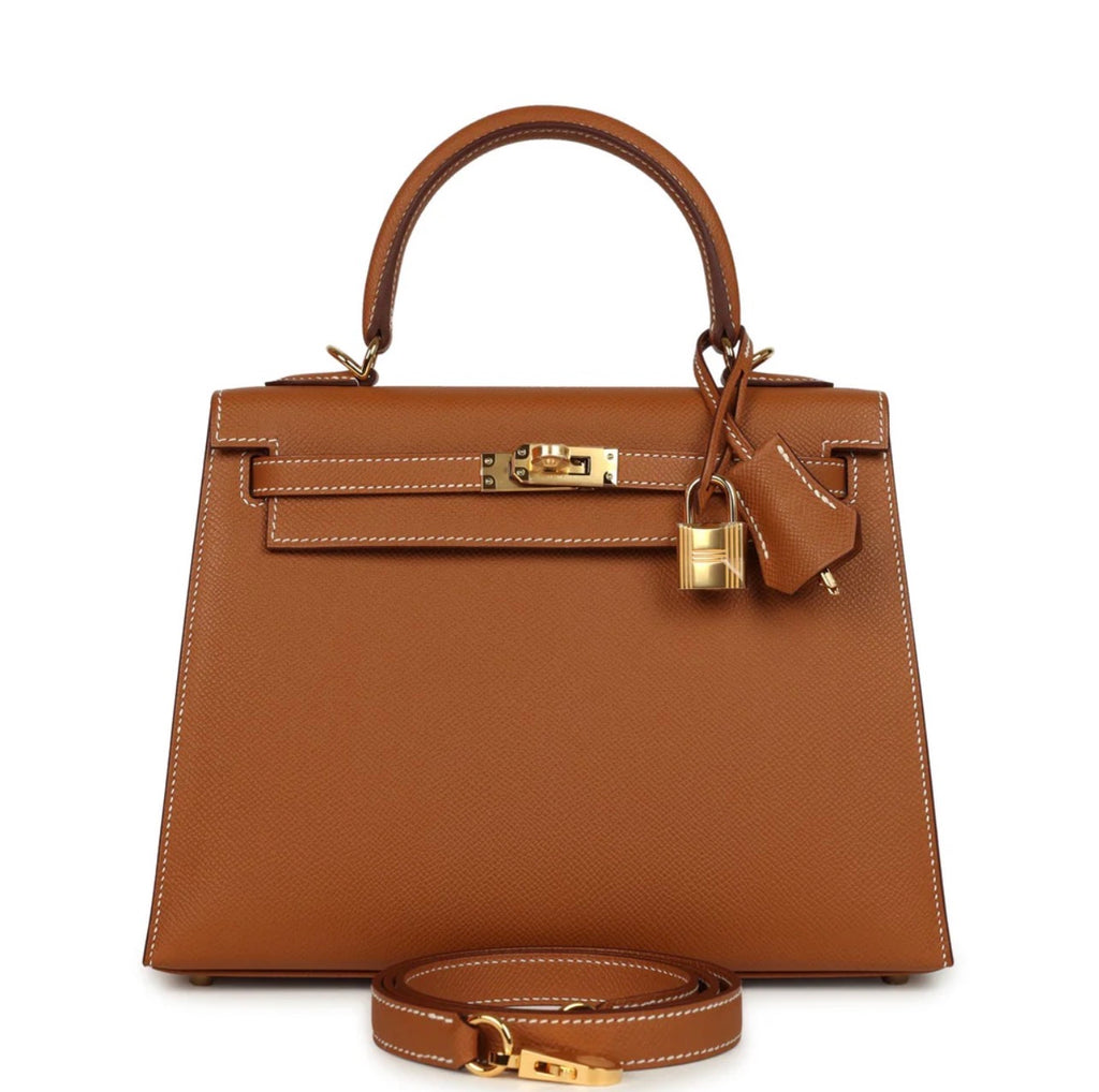 Luxury Brown Epsom Kelly Handbag 25