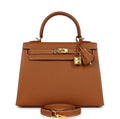 Luxury Brown Epsom Kelly Handbag 25