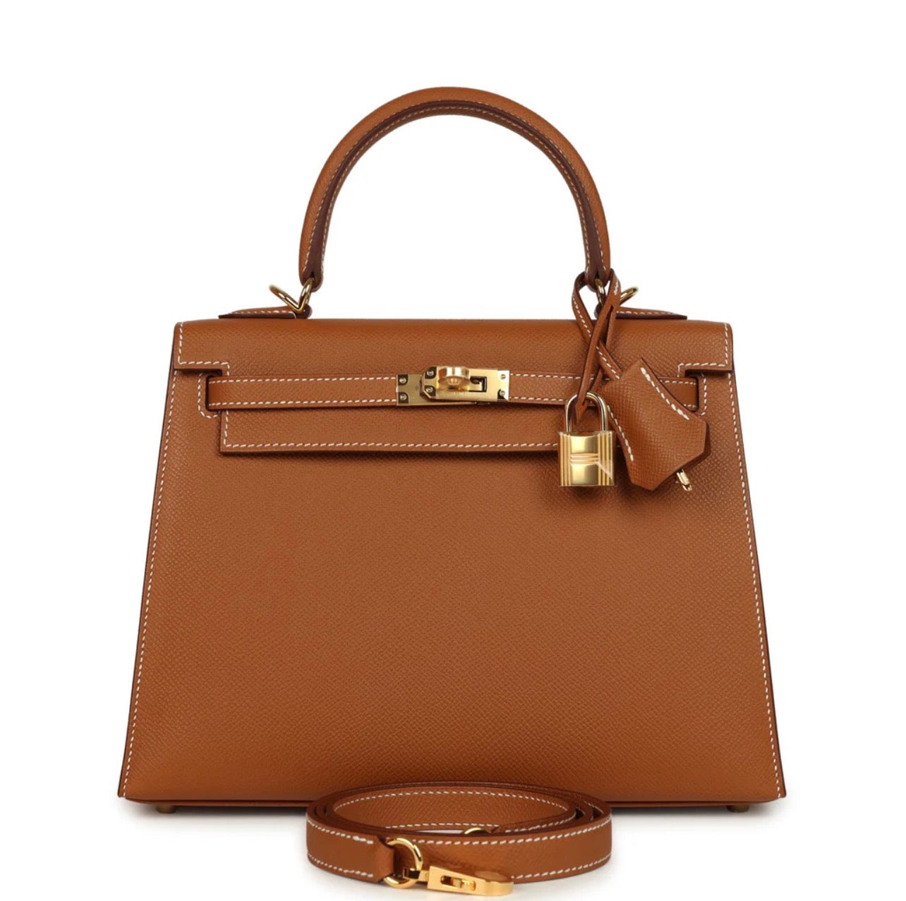 Luxury Brown Epsom Kelly Handbag 25