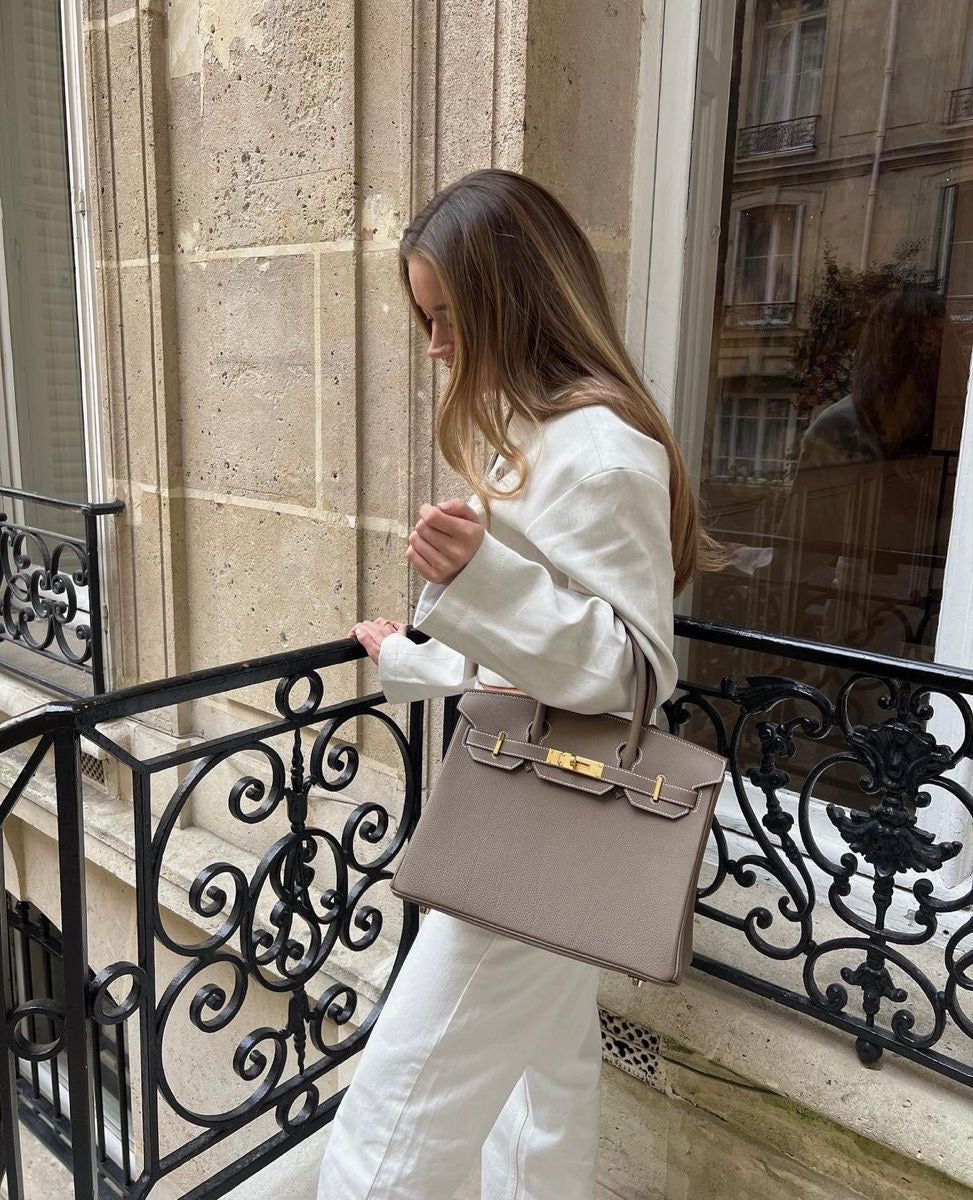 Luxury Tan with white stitching Togo Handbag 30
